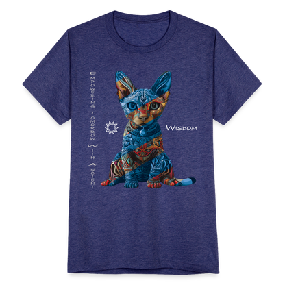 "Empowering Tomorrow With Ancient Wisdom" Egyptian Cat Unisex Tri-Blend T-Shirt - heather indigo