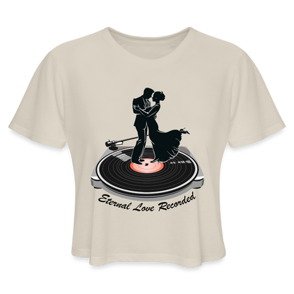 "Eternal Love Recorded" Couple Dancing on a Record Women's Crop Top - dust