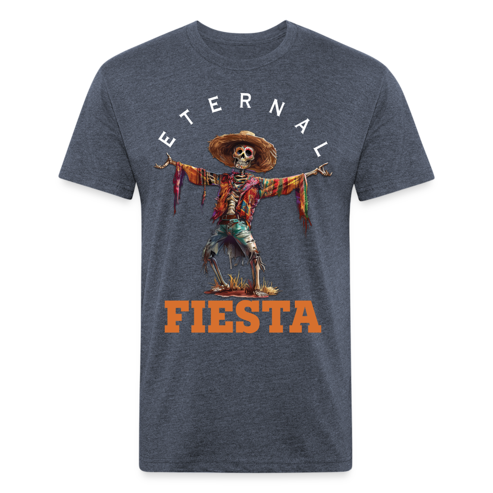 "Eternal Fiesta" Dios De Los Muertos Men's Cotton/Poly Fitted T-Shirt - heather navy