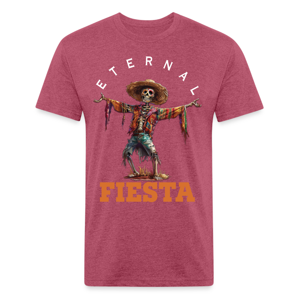 "Eternal Fiesta" Dios De Los Muertos Men's Cotton/Poly Fitted T-Shirt - heather burgundy