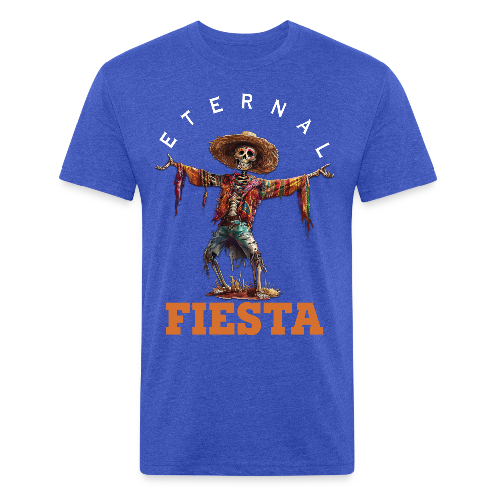 "Eternal Fiesta" Dios De Los Muertos Men's Cotton/Poly Fitted T-Shirt - heather royal