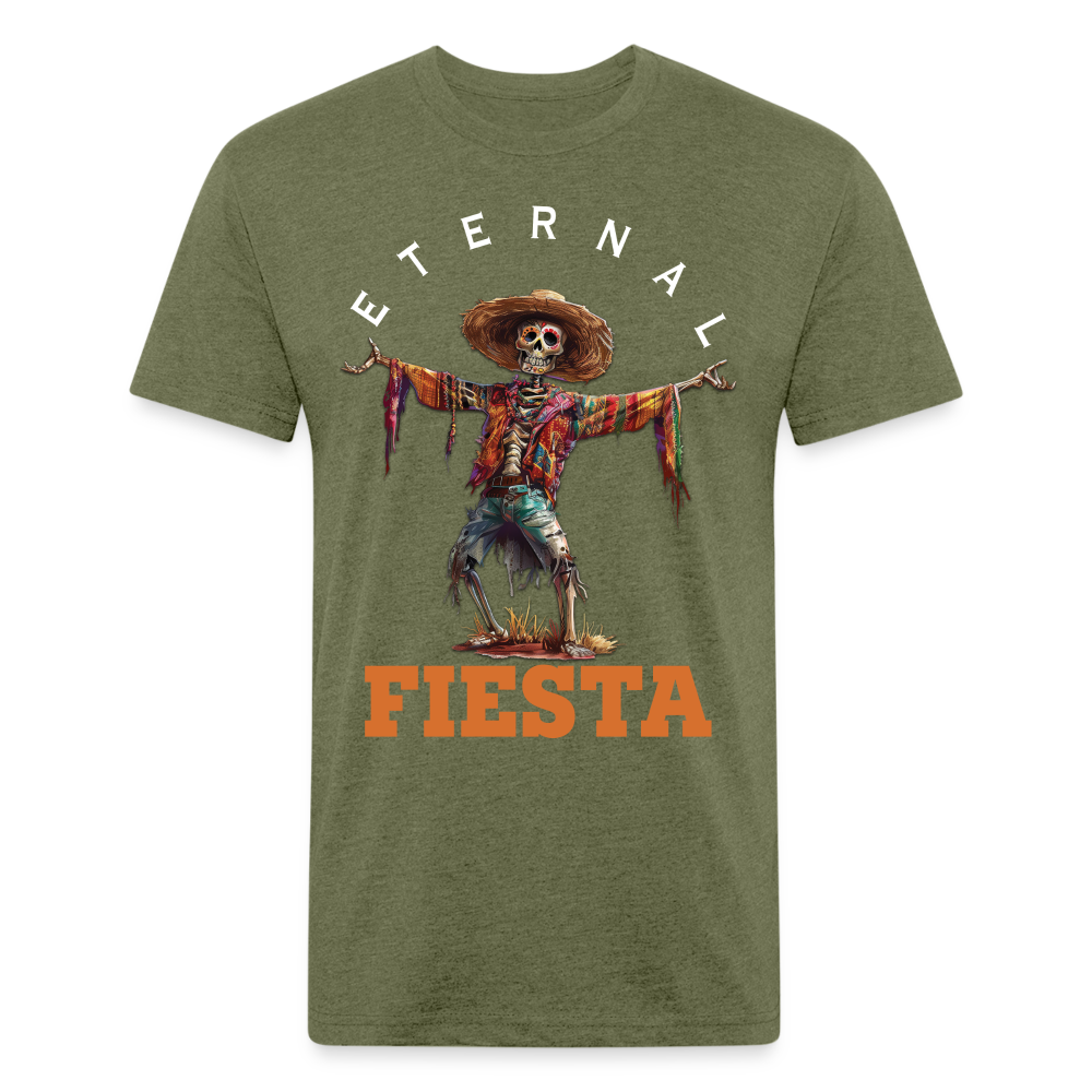 "Eternal Fiesta" Dios De Los Muertos Men's Cotton/Poly Fitted T-Shirt - heather military green