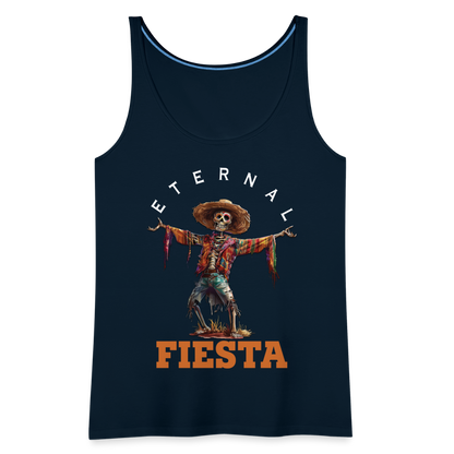 "Eternal Fiesta" Dios De Los Muertos Women's Premium Tank Top - deep navy