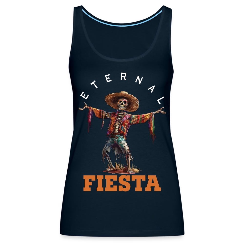 "Eternal Fiesta" Dios De Los Muertos Women's Premium Tank Top - deep navy