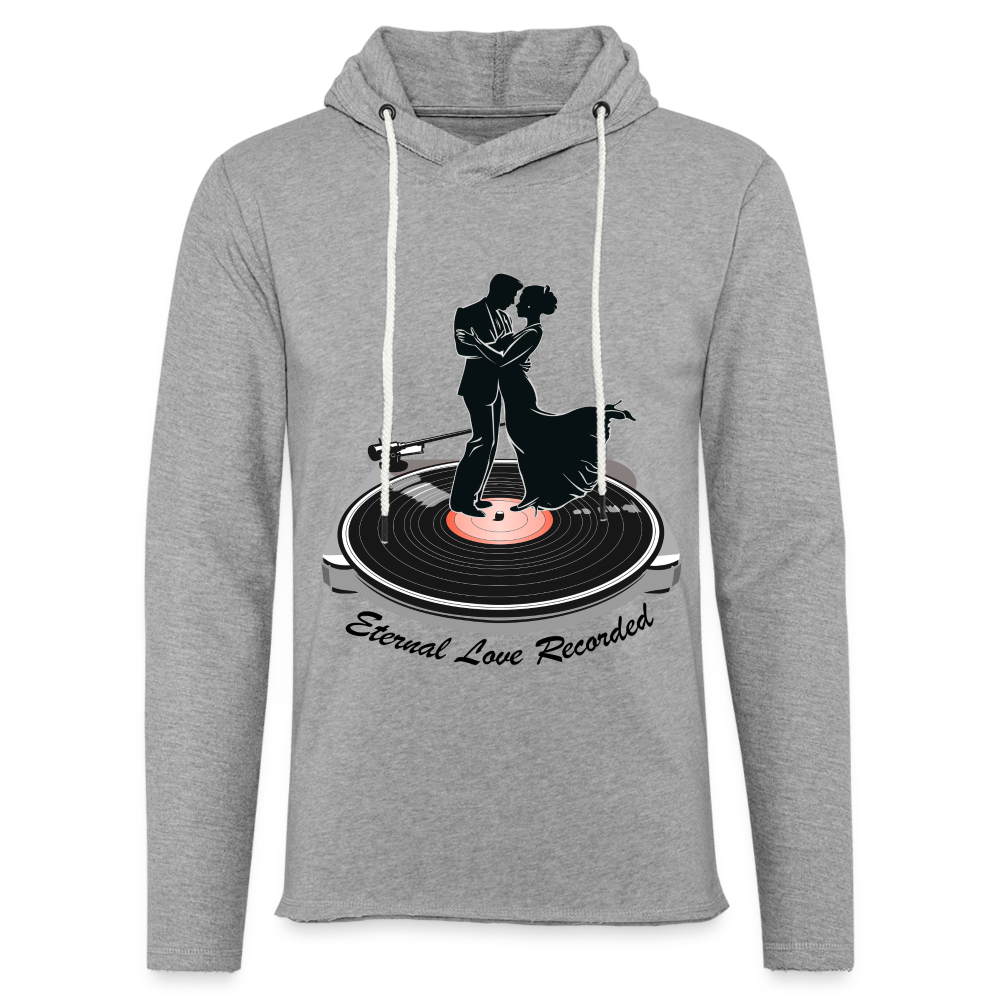 "Eternal Love Recorded" Couple Dancing on a Record Unisex Lightweight Hoodie - heather gray