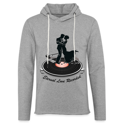 "Eternal Love Recorded" Couple Dancing on a Record Unisex Lightweight Hoodie - heather gray