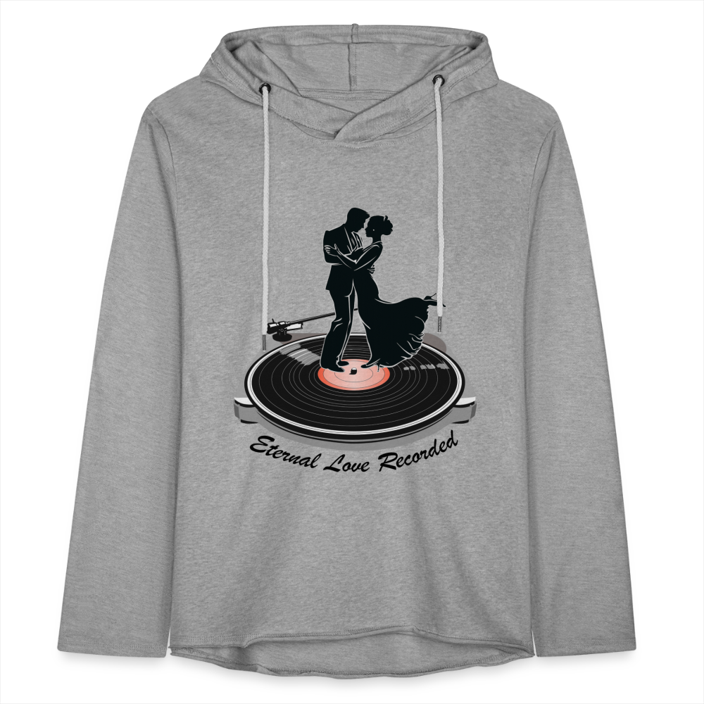 "Eternal Love Recorded" Couple Dancing on a Record Unisex Lightweight Hoodie - heather gray