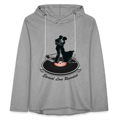 "Eternal Love Recorded" Couple Dancing on a Record Unisex Lightweight Hoodie - heather gray