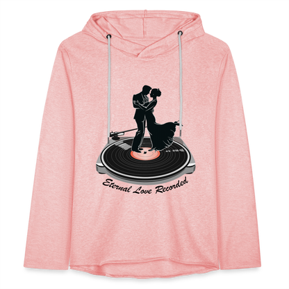 "Eternal Love Recorded" Couple Dancing on a Record Unisex Lightweight Hoodie - cream heather pink