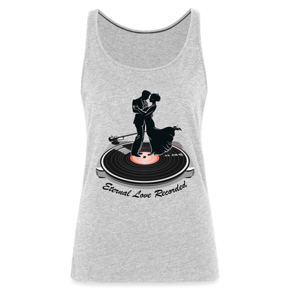 "Eternal Love Recorded" Couple Dancing on a Record Women's Premium Tank Top - heather gray