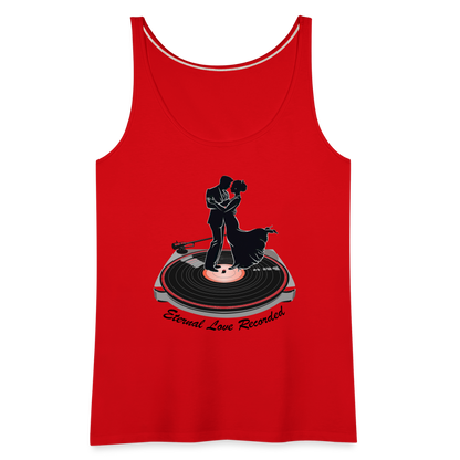 "Eternal Love Recorded" Couple Dancing on a Record Women's Premium Tank Top - red