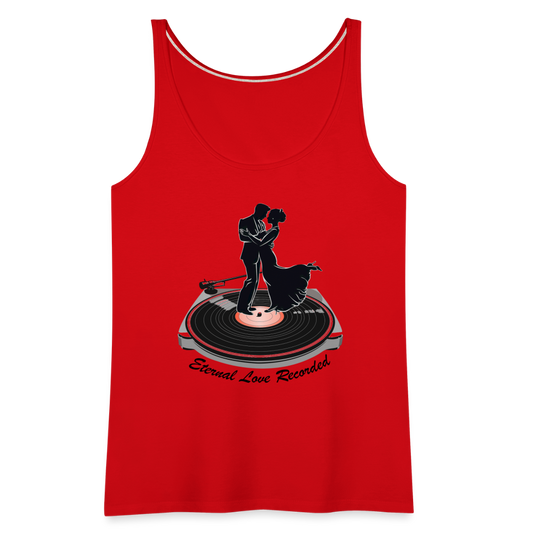 "Eternal Love Recorded" Couple Dancing on a Record Women's Premium Tank Top - red