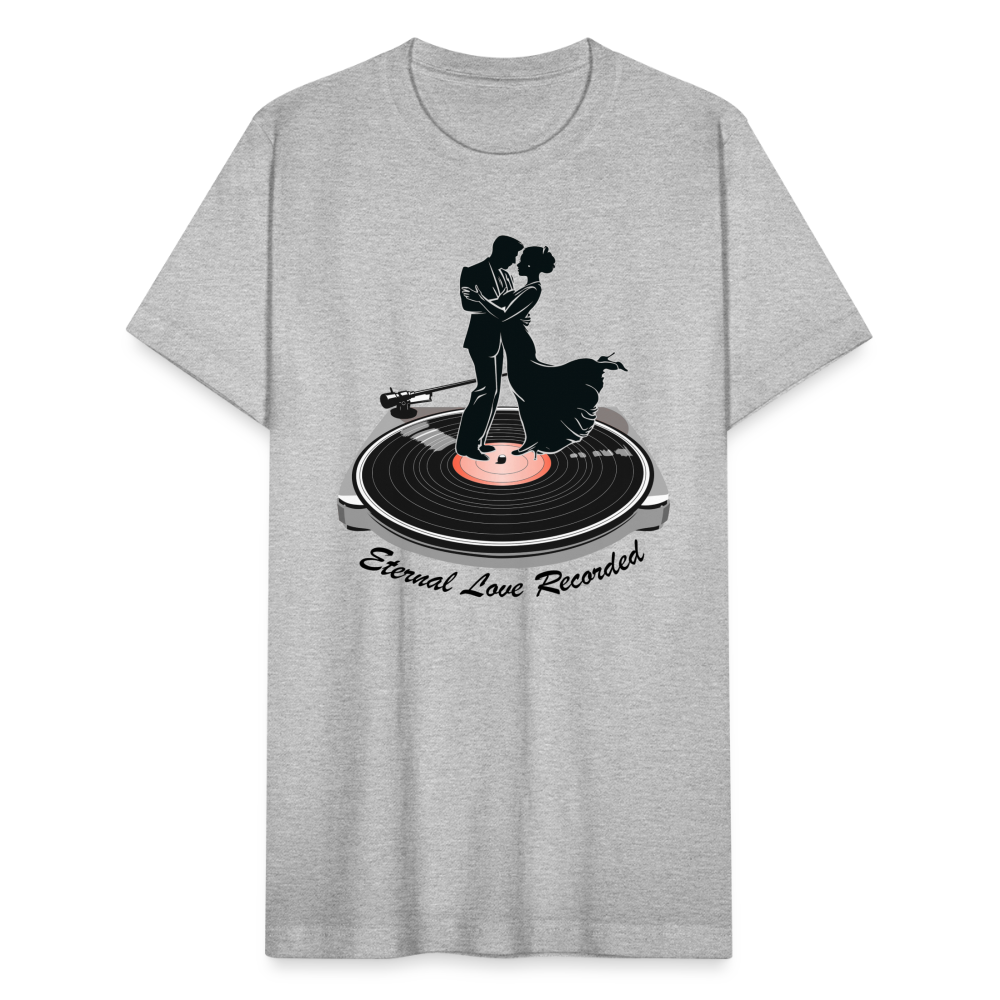 "Eternal Love Recorded" Couple Dancing on a Record Unisex Jersey T-Shirt - heather gray