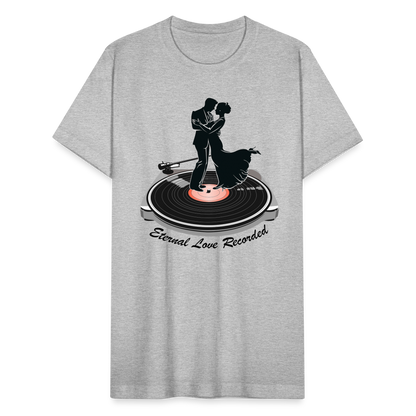 "Eternal Love Recorded" Couple Dancing on a Record Unisex Jersey T-Shirt - heather gray