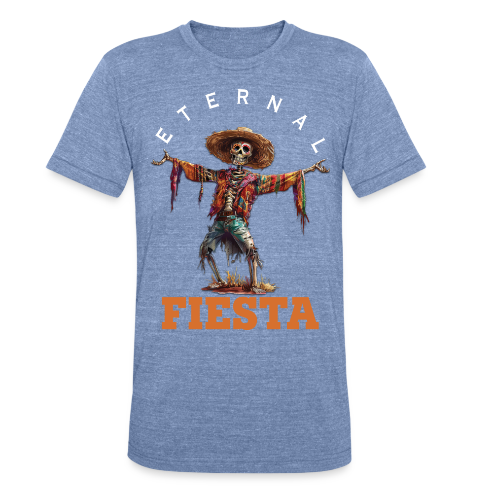 "Eternal Fiesta" Dios De Los Muertos Unisex Tri-Blend T-Shirt - heather blue