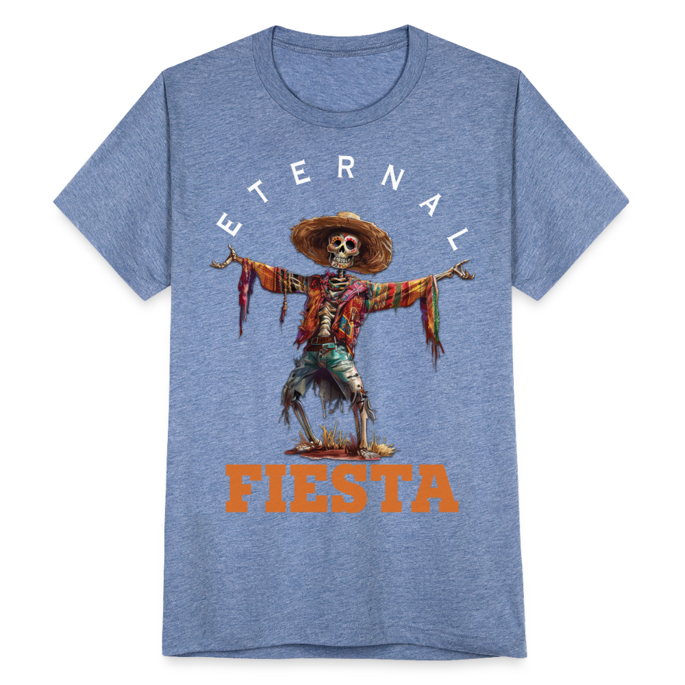 "Eternal Fiesta" Dios De Los Muertos Unisex Tri-Blend T-Shirt - heather blue