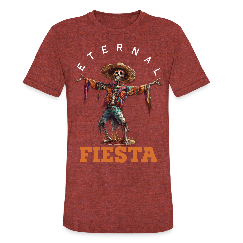 "Eternal Fiesta" Dios De Los Muertos Unisex Tri-Blend T-Shirt - heather cranberry