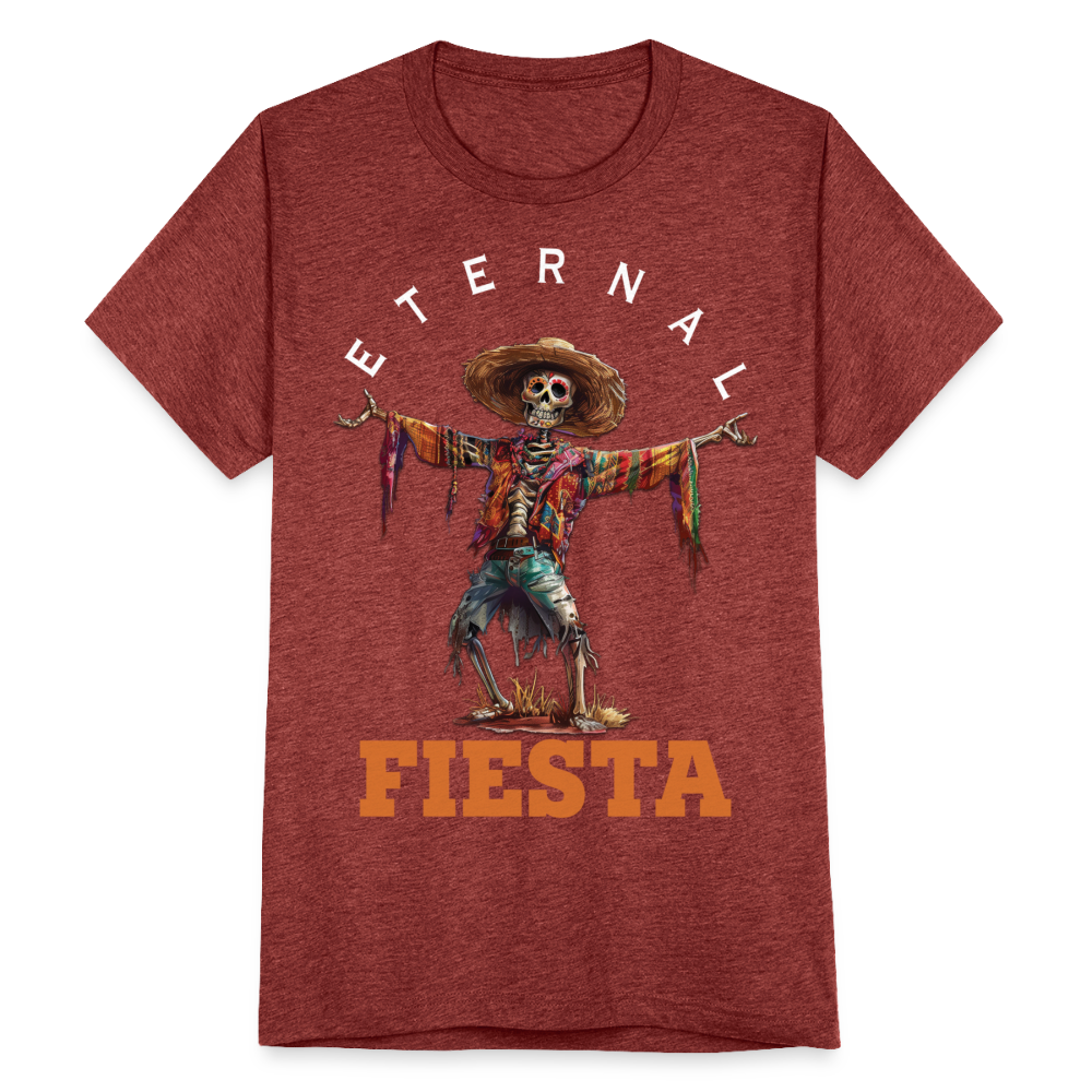 "Eternal Fiesta" Dios De Los Muertos Unisex Tri-Blend T-Shirt - heather cranberry