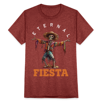 "Eternal Fiesta" Dios De Los Muertos Unisex Tri-Blend T-Shirt - heather cranberry