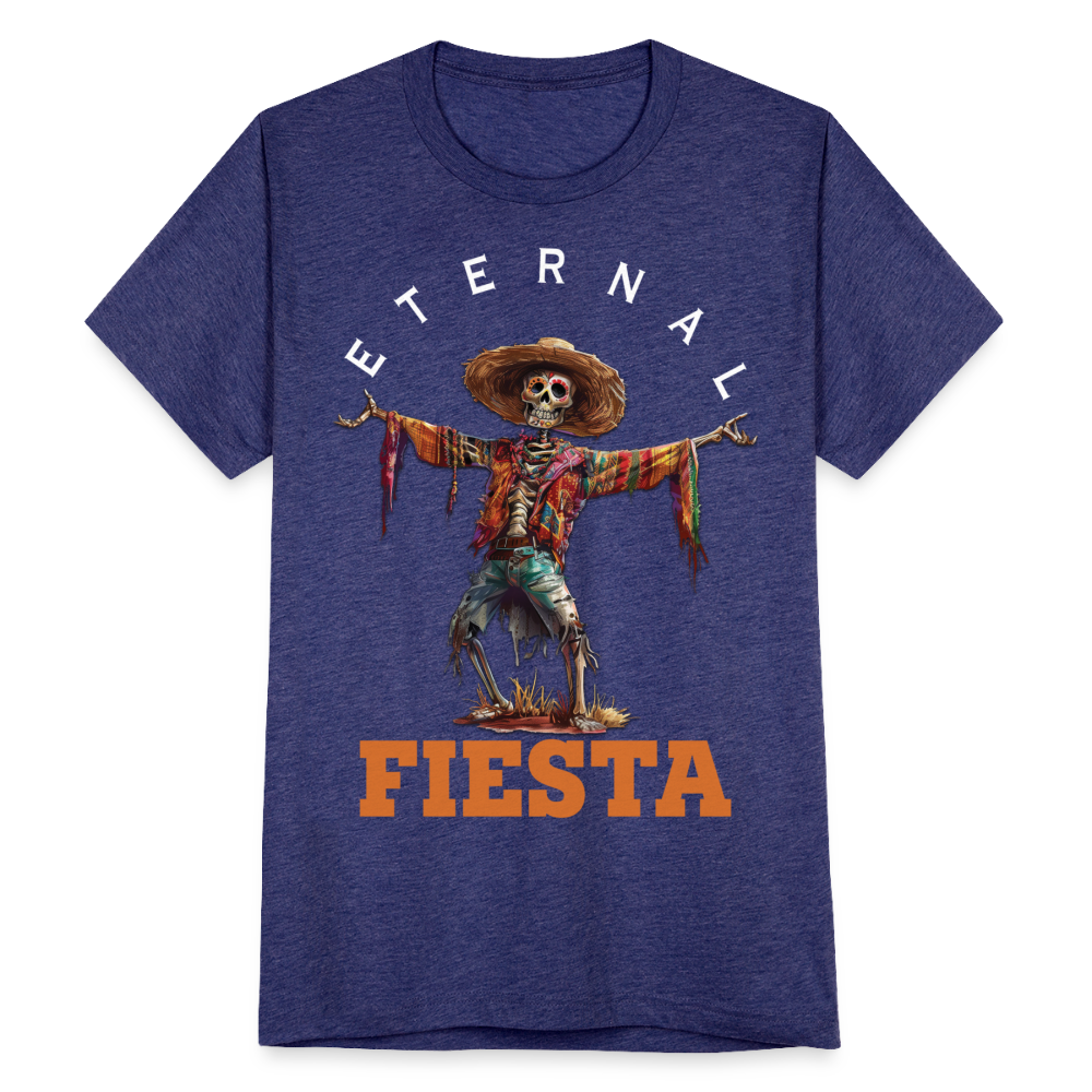 "Eternal Fiesta" Dios De Los Muertos Unisex Tri-Blend T-Shirt - heather indigo