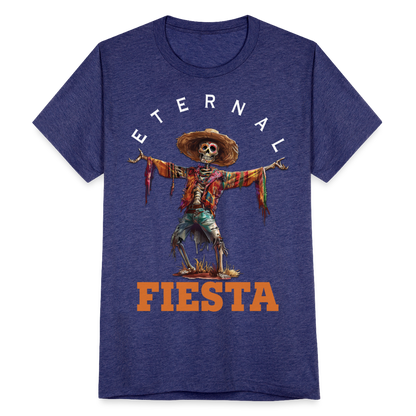 "Eternal Fiesta" Dios De Los Muertos Unisex Tri-Blend T-Shirt - heather indigo