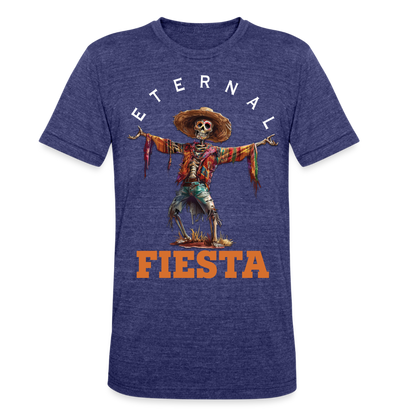 "Eternal Fiesta" Dios De Los Muertos Unisex Tri-Blend T-Shirt - heather indigo