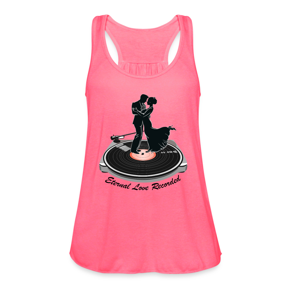 "Eternal Love Recorded" Women's Flowy Tank Top - neon pink