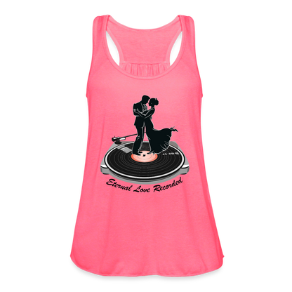 "Eternal Love Recorded" Women's Flowy Tank Top - neon pink