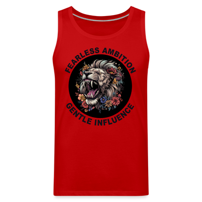 "Fearless Ambition, Gentle Influence" Flower Lion Men's Premium Tank Top - red