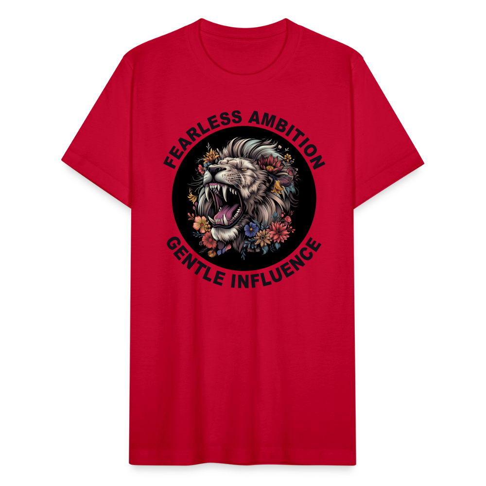 "Fearless Ambition, Gentle Influence" Flower Lion Unisex Jersey T-Shirt - red