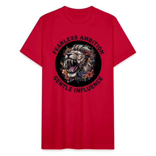 "Fearless Ambition, Gentle Influence" Flower Lion Unisex Jersey T-Shirt - red