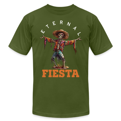 "Eternal Fiesta" Dios De Los Muertos Unisex Jersey T-Shirt - olive