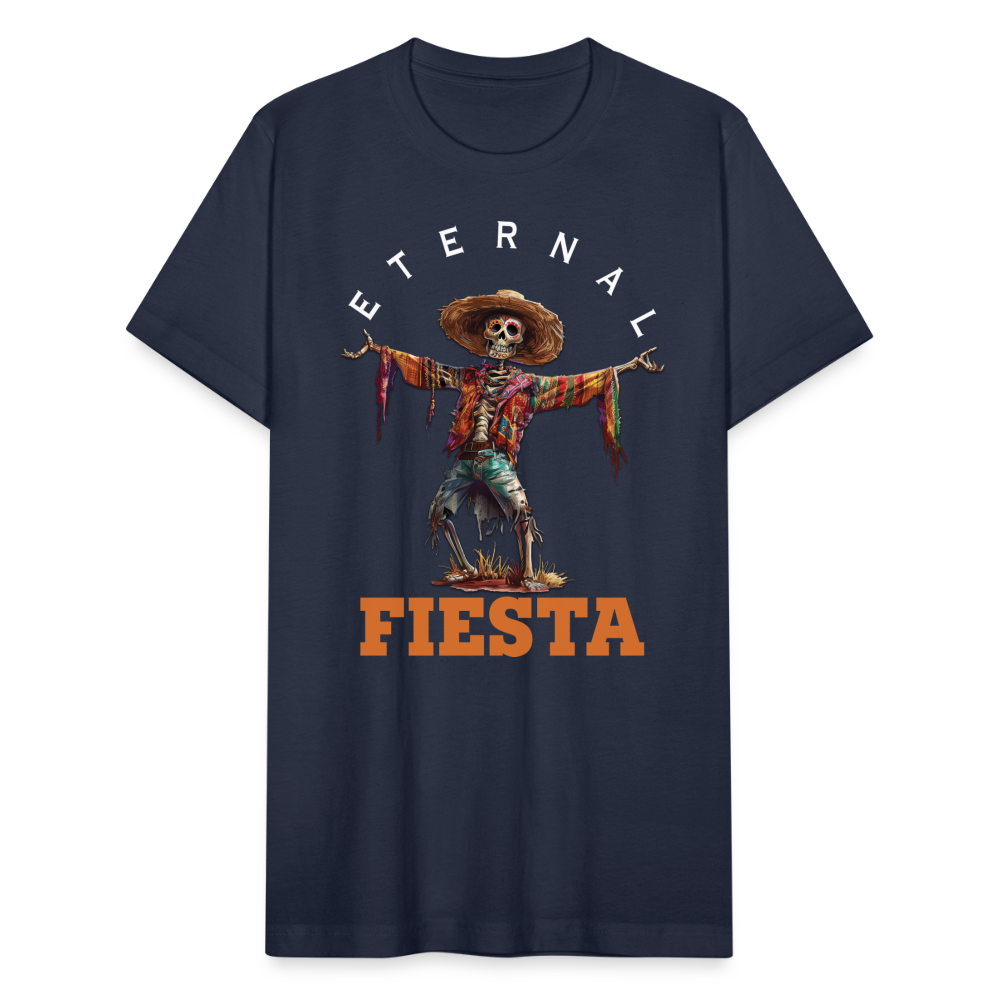 "Eternal Fiesta" Dios De Los Muertos Unisex Jersey T-Shirt - navy