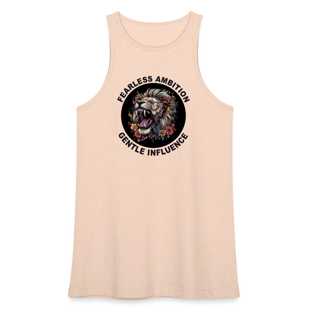 "Fearless Ambition, Gentle Influence" Flower Lion Women's American Apparel Racerneck Tank Top - natural