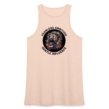 "Fearless Ambition, Gentle Influence" Flower Lion Women's American Apparel Racerneck Tank Top - natural