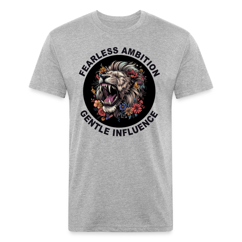 "Fearless Ambition, Gentle Influence" Flower Lion Cotton/Poly Fitted T-Shirt - heather gray