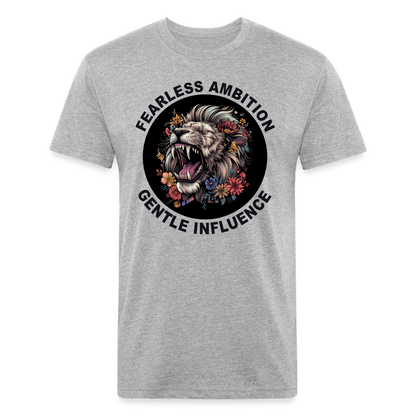 "Fearless Ambition, Gentle Influence" Flower Lion Cotton/Poly Fitted T-Shirt - heather gray