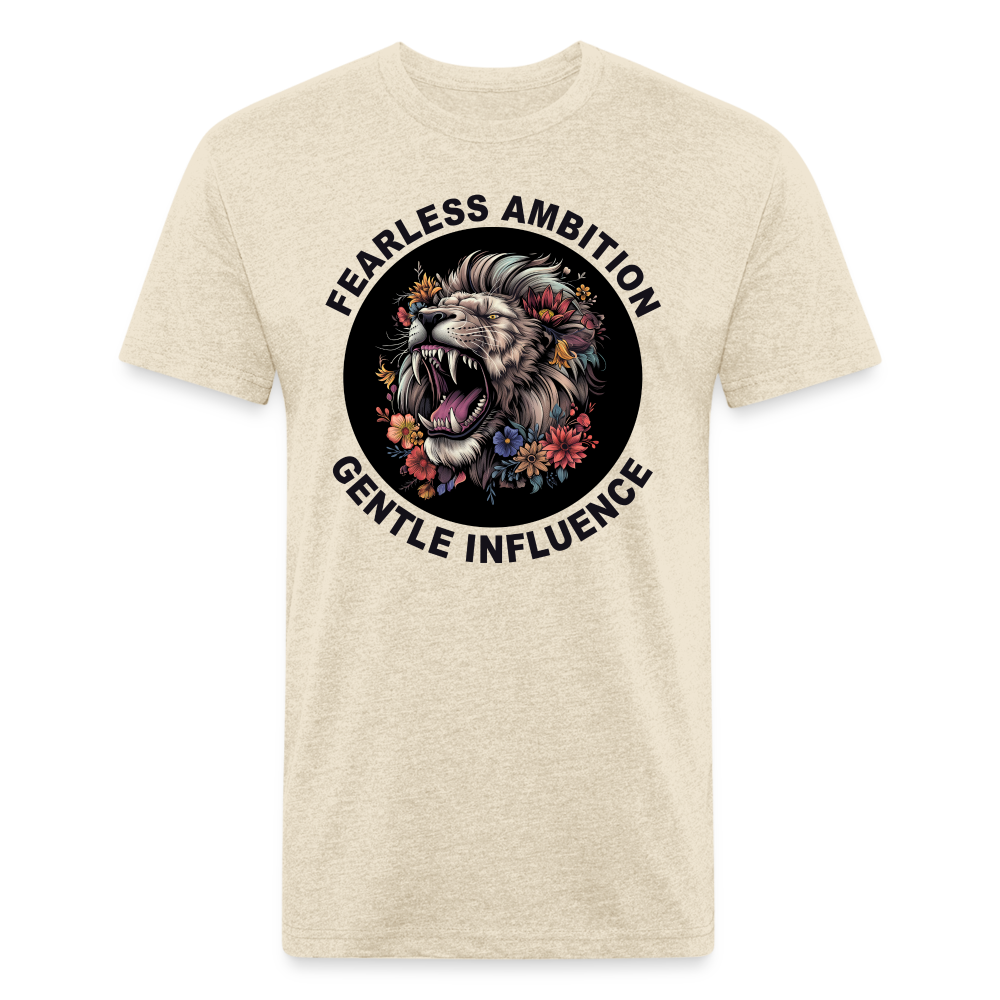 "Fearless Ambition, Gentle Influence" Flower Lion Cotton/Poly Fitted T-Shirt - heather cream