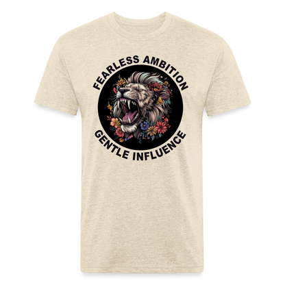 "Fearless Ambition, Gentle Influence" Flower Lion Cotton/Poly Fitted T-Shirt - heather cream