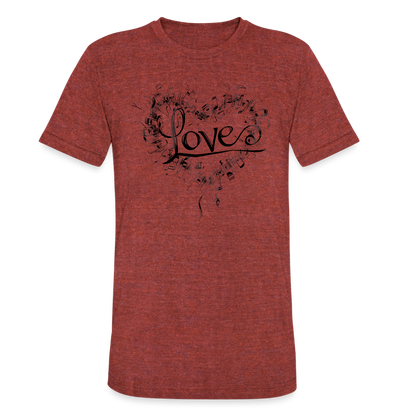 "Grungy Love Song" Unisex Tri-Blend T-Shirt - heather cranberry