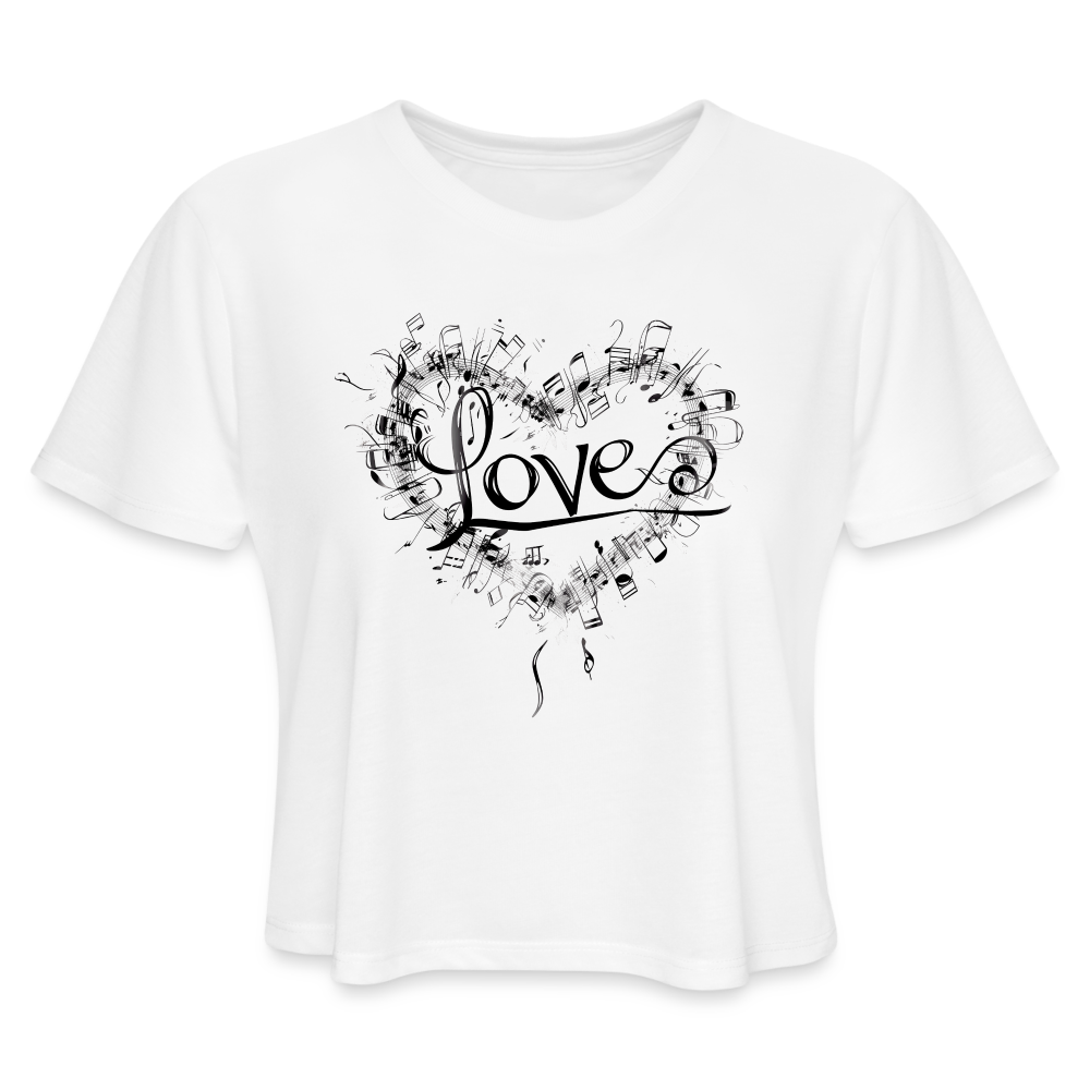 "Grungy Love Song" Women's Crop Top - white