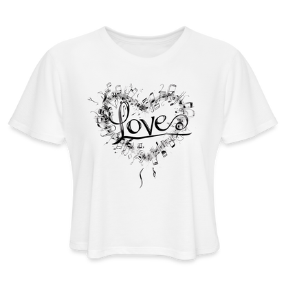 "Grungy Love Song" Women's Crop Top - white