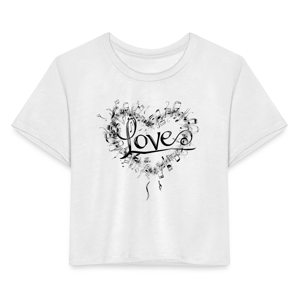 "Grungy Love Song" Women's Crop Top - white