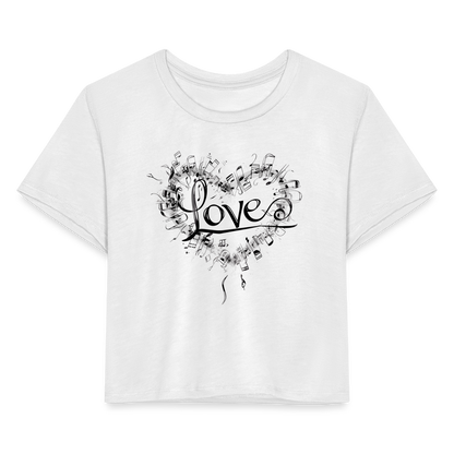 "Grungy Love Song" Women's Crop Top - white