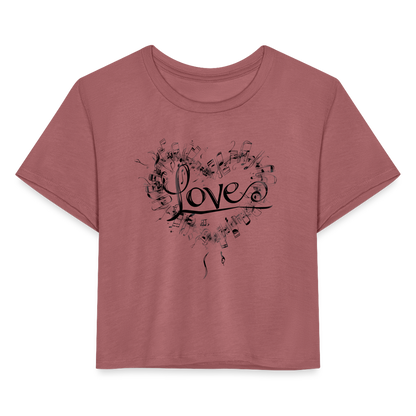 "Grungy Love Song" Women's Crop Top - mauve