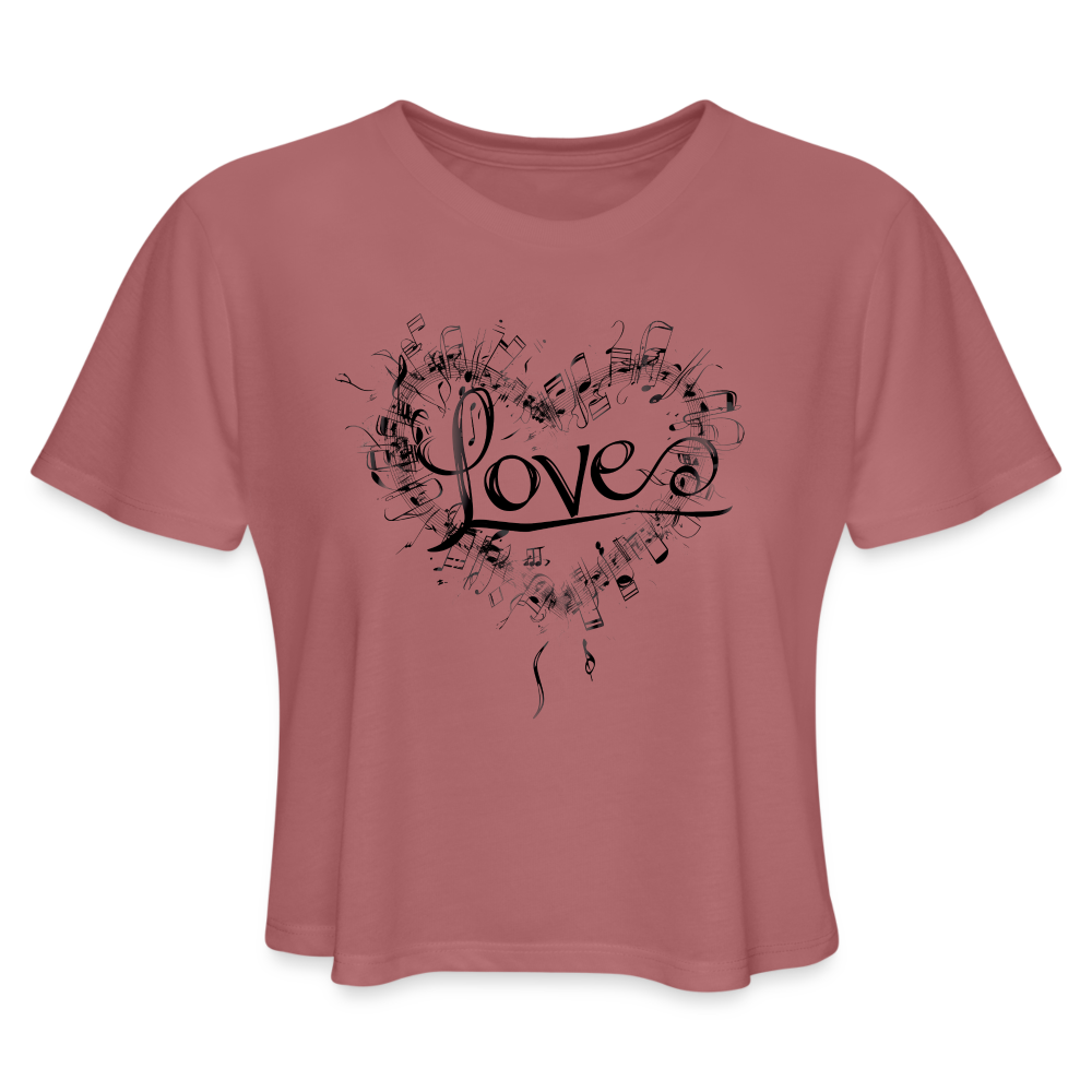 "Grungy Love Song" Women's Crop Top - mauve