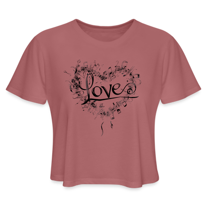 "Grungy Love Song" Women's Crop Top - mauve