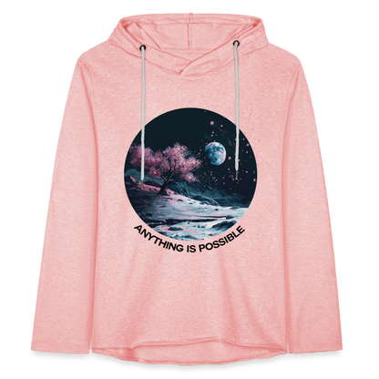 "Anything is Possible" Cherry Blossoms on the Moon Unisex Lightweight Hoodie - cream heather pink