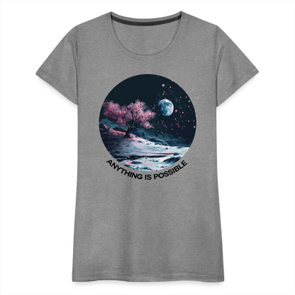 "Anything is Possible" Cherry Blossoms on the Moon Women's Premium T-Shirt - heather gray