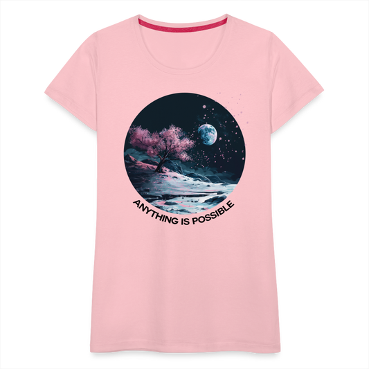 "Anything is Possible" Cherry Blossoms on the Moon Women's Premium T-Shirt - pink